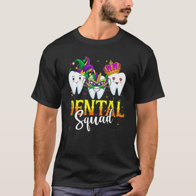 Camiseta Mardi Gras Carnival Dental Squad New Orlean Dentis (Frente)