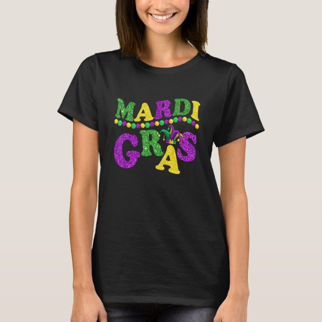 Camiseta Mardi Gras Carnival Funny Festival Party Graphic W (Frente)