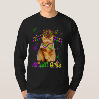 Camiseta Mardi Gras Cat Cute Persa Carcaça