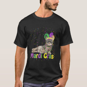Camiseta Mardi Gras Cat Mardi Gras Bead Jester Hat Cat