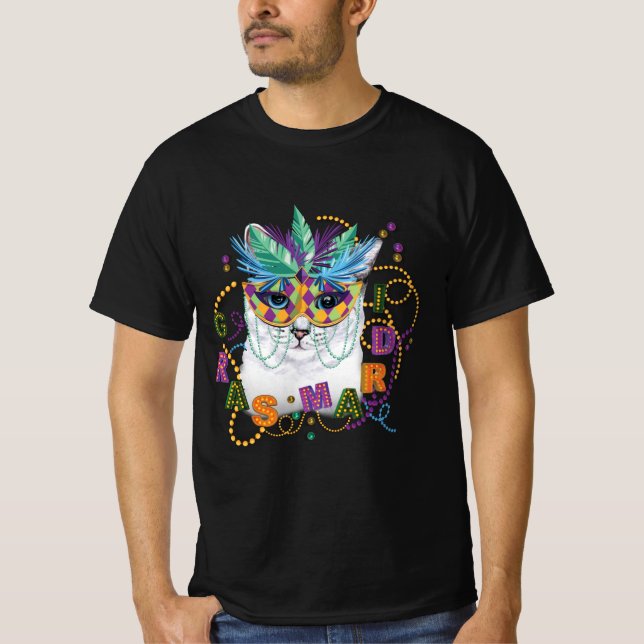 Camiseta Mardi Gras Cat, Mardi Gras Engraçado (Frente)