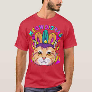 Camiseta Mardi Gras Cat Meowdigras Crianças Adolescentes Pa