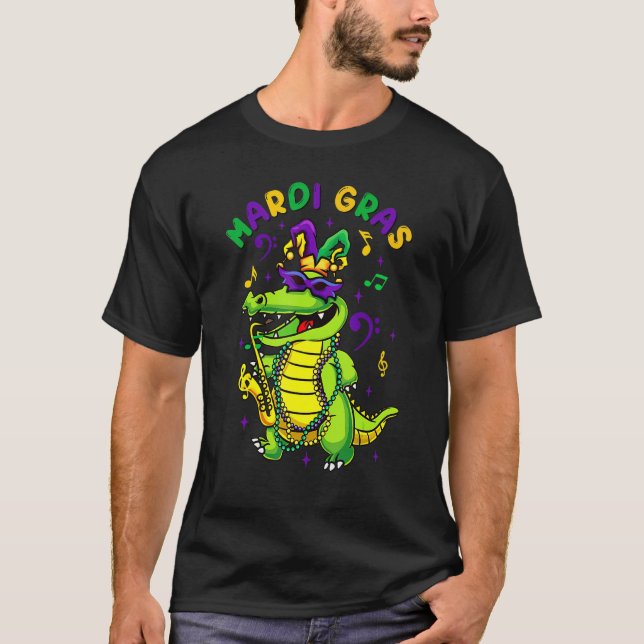 Camiseta Mardi Gras Celebration Alligator Crocodile Holiday (Frente)