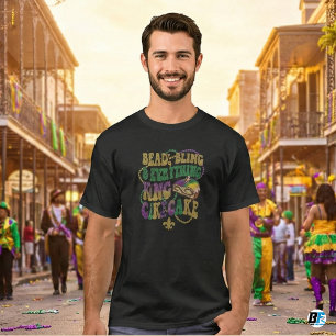 Camiseta Mardi Gras Contas Brilho & Tudo Parte do Bolo do R