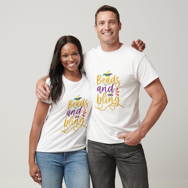 Camiseta Mardi Gras Contas e Brilho  (Unissex)