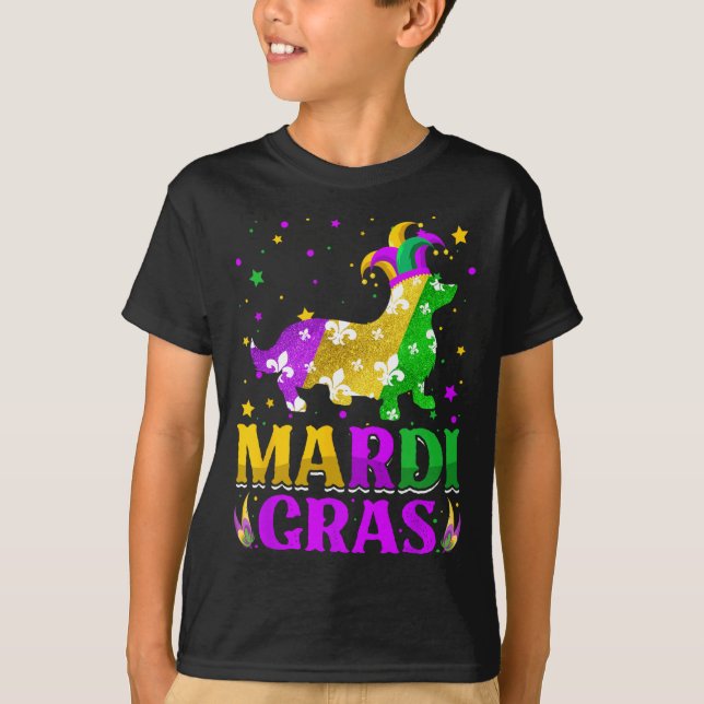 Camiseta Mardi Gras Corgi Dog Lover Carnaval Jester (Frente)