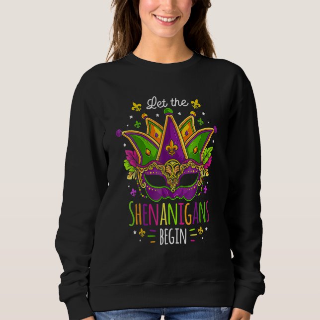 Camiseta Mardi Gras Costume Let The Shenanigans Begin Mask_ (Frente)