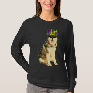 Camiseta Mardi Gras Costume Mask Siberian Husky