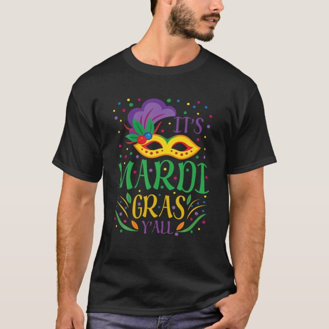 Camiseta Mardi Gras Costume Sua Mardi Gras Yall Mask Carniv (Frente)