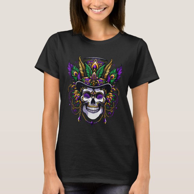 Camiseta Mardi Gras Costume Sugar Skull (Frente)