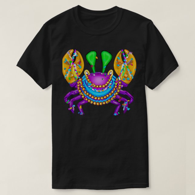 Camiseta Mardi Gras Crab 4 TSirt (Frente do Design)