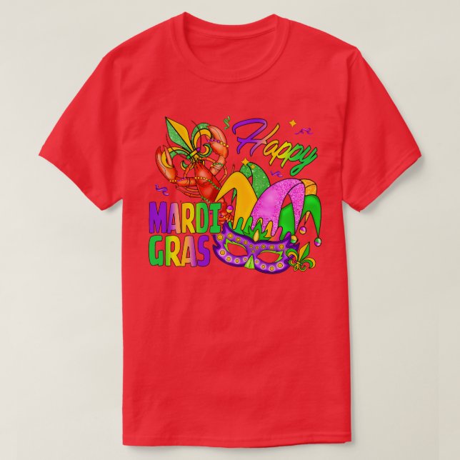 Camiseta Mardi Gras Crawfish Celebração Festiva Para Homens (Frente do Design)