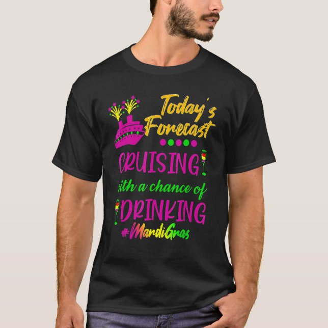 Camiseta Mardi Gras Cruise Today Forecast Group Matching Ou (Frente)