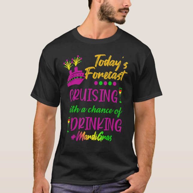 Camiseta Mardi Gras Cruise Today Forecast Group Matching Ou (Frente)
