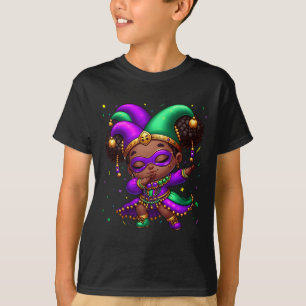 Camiseta Mardi Gras Dabbing Cute Black Girl Jester Homem
