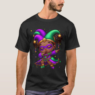 Camiseta Mardi Gras Dabbing Cute Black Girl Jester Homem