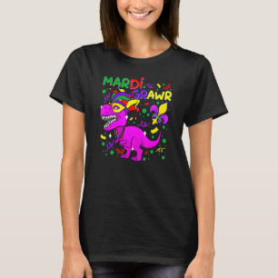 Camiseta Mardi Gras Dabbing Rex Dinosaur Mardi Grawr Bead O