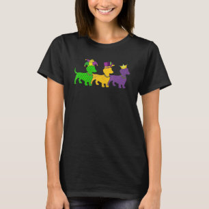 Camiseta Mardi Gras Dachshund Miçanga Festival Jester Hat