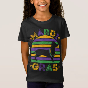 Camiseta Mardi Gras Dachshund Pet Dog Sobrevive Mãe Mulhere