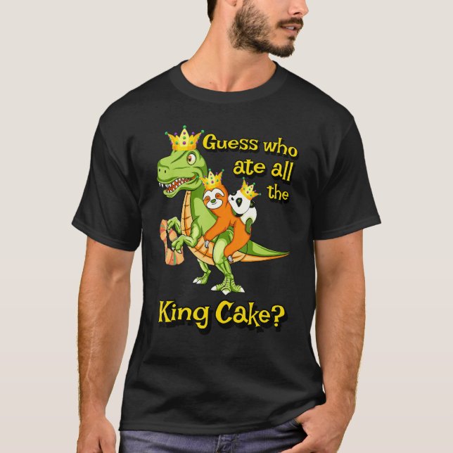 Camiseta Mardi Gras Dinossaur T Rex Sloth Panda Mardi Gras  (Frente)