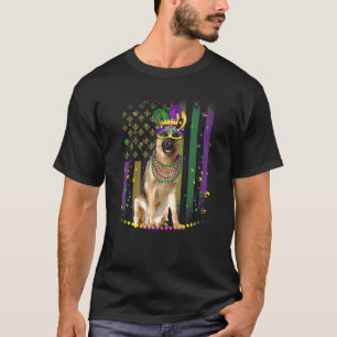 Camiseta Mardi Gras Dog Carnival German shepherd Jester