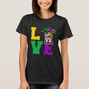 Camiseta Mardi Gras Dog Roupa Pit Bull Amor Mãe Pai