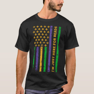 Camiseta Mardi Gras dos EUA Estou aqui para Miçanga Mardi G
