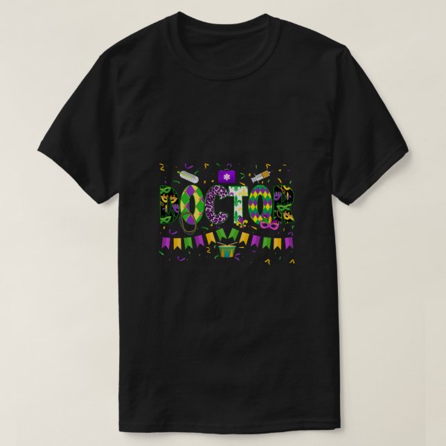 Camiseta Mardi Gras Doutora Carnaval Mulheres Homens (Frente do Design)
