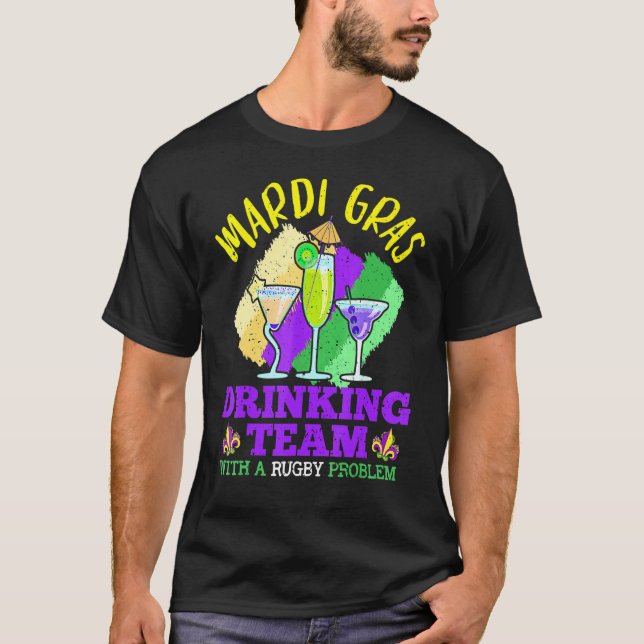 Camiseta Mardi Gras Drinking Team, Drunk Carnival Parade Co (Frente)