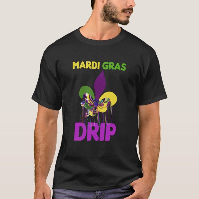 Camiseta Mardi Gras Drip Cute Mardi Gras Carnival Costume P (Frente)