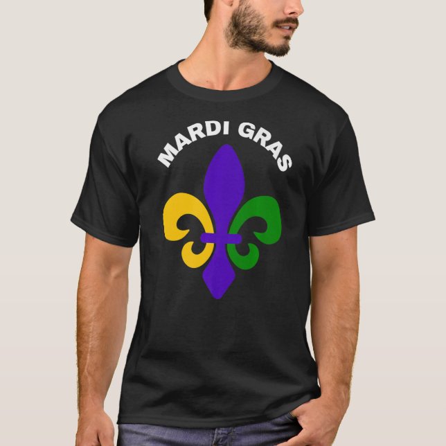Camiseta Mardi Gras Fat Terça-Feira Fleur De Lis Carnaval 2 (Frente)