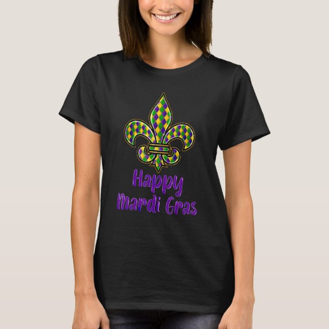 Camiseta Mardi Gras Fleur De Lis Costume Shirt Carnaval Par (Frente)