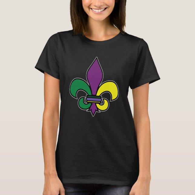 Camiseta Mardi Gras Fleur De Lis Crown Carnival Costume (Frente)