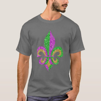 Camiseta Mardi Gras Fleur De Lis Glitter Carnival Jester Me