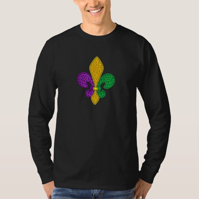 Camiseta Mardi Gras Fleur De Lis Leopard Print (Frente)