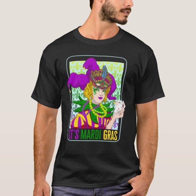 Camiseta Mardi Gras Fleur De Lis Mardi Gras Carnival Jester (Frente)
