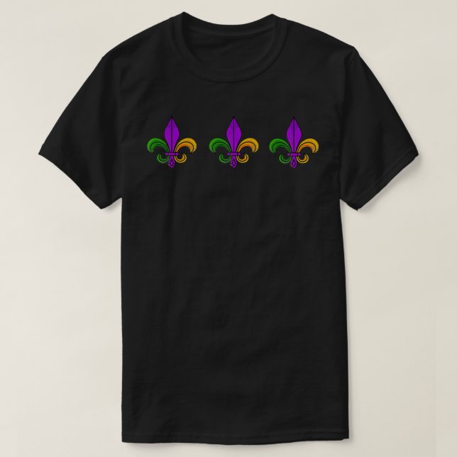 Camiseta Mardi Gras Fleur De Lis Nola New Orleans Louisiano (Frente do Design)