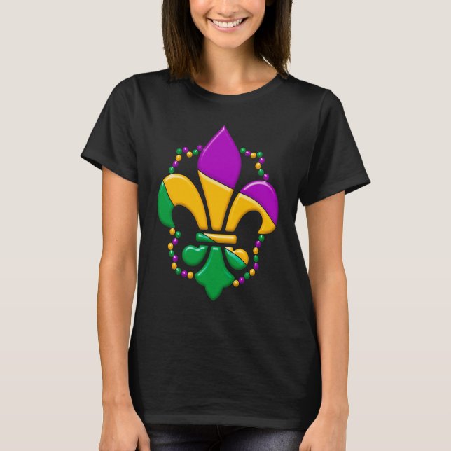 Camiseta Mardi Gras Fleur De Lis Paint Splatter Girl Boy Me (Frente)