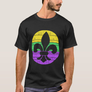 Camiseta Mardi Gras Fleur De Lis Para Celebração De Carnava