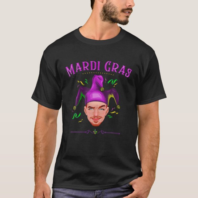 Camiseta Mardi Gras Float Jester Hat Bead Costume Modern De (Frente)