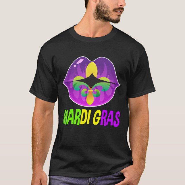 Camiseta Mardi Gras Gift para Homens Mulheres Miçangas (Frente)