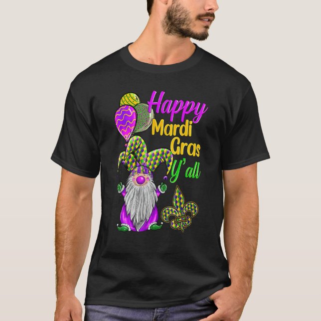 Camiseta Mardi Gras Gnomes Fleur De Lis Costume Carnaval Pa (Frente)