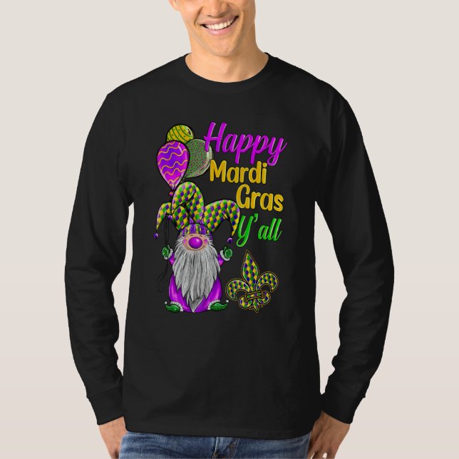 Camiseta Mardi Gras Gnomes Fleur De Lis Costume Carnaval Pa (Frente)