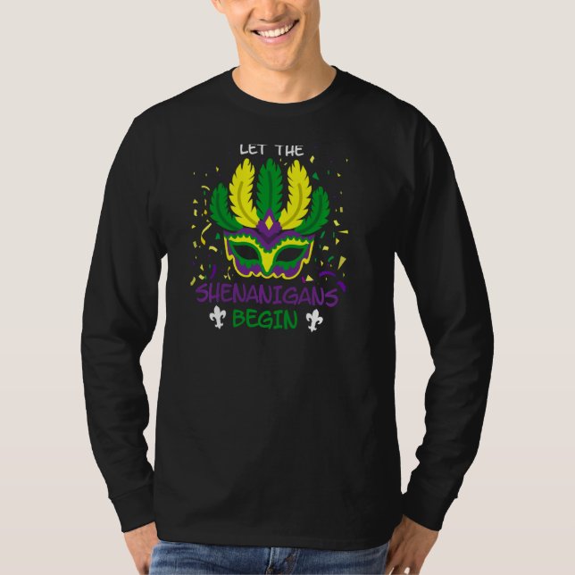 Camiseta Mardi Gras Grape Mask Circus Deixa Os Shenanigans  (Frente)