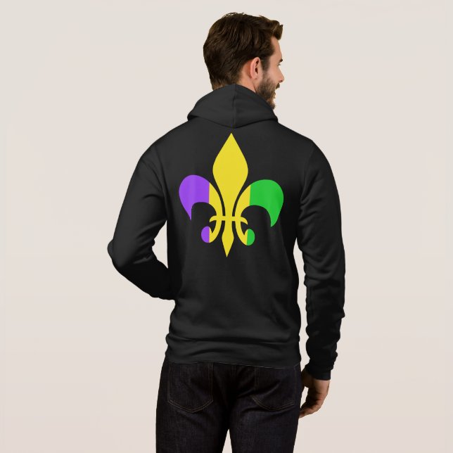 Camiseta Mardi Gras Green Yellow Purple Fleur-de-Lis (Parte Traseira Completa)