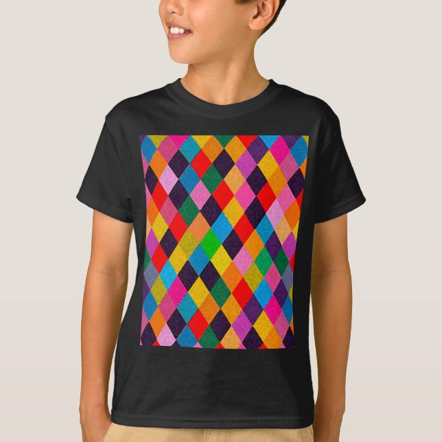 Camiseta MARDI GRAS HARLEQUIN PATTERN Colorida Rhombi (Frente)