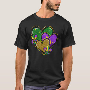 Camiseta Mardi Gras Heart Fleur-de-lys - Símbolo Funny Mard