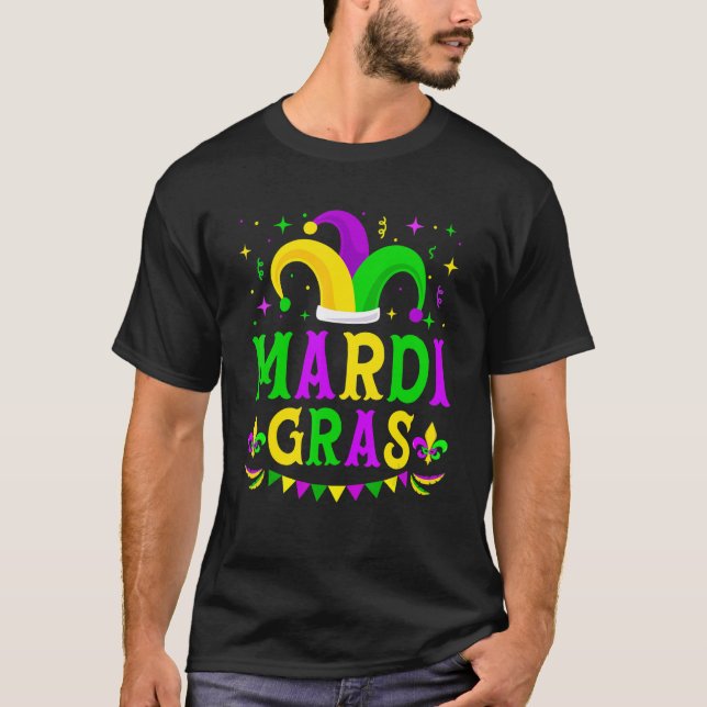 Camiseta Mardi Gras Jester Hat Funny Parade Costume Men Wom (Frente)