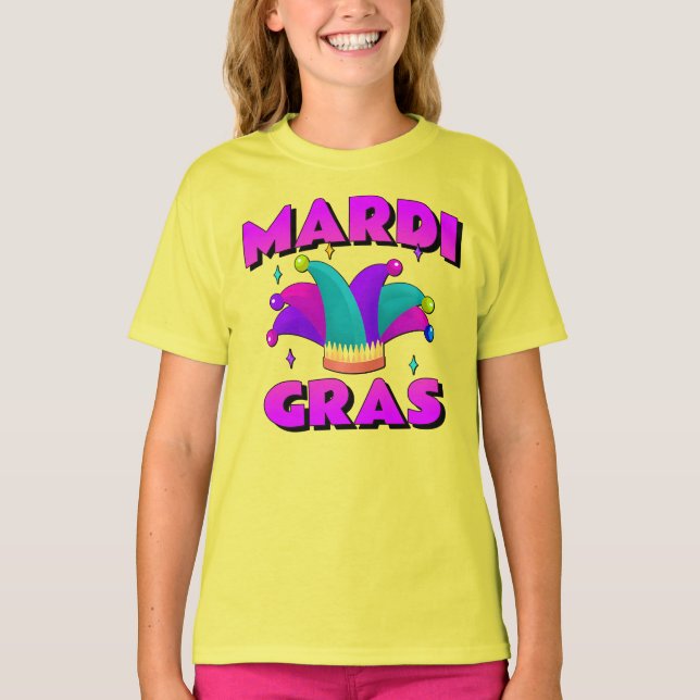 Camiseta Mardi Gras Jester Hat Kids Shirt (Frente)