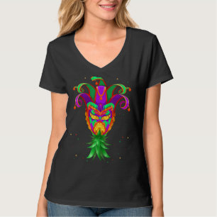 Camiseta Mardi Gras Jester Hat Mask Swinger para Baixo Pino